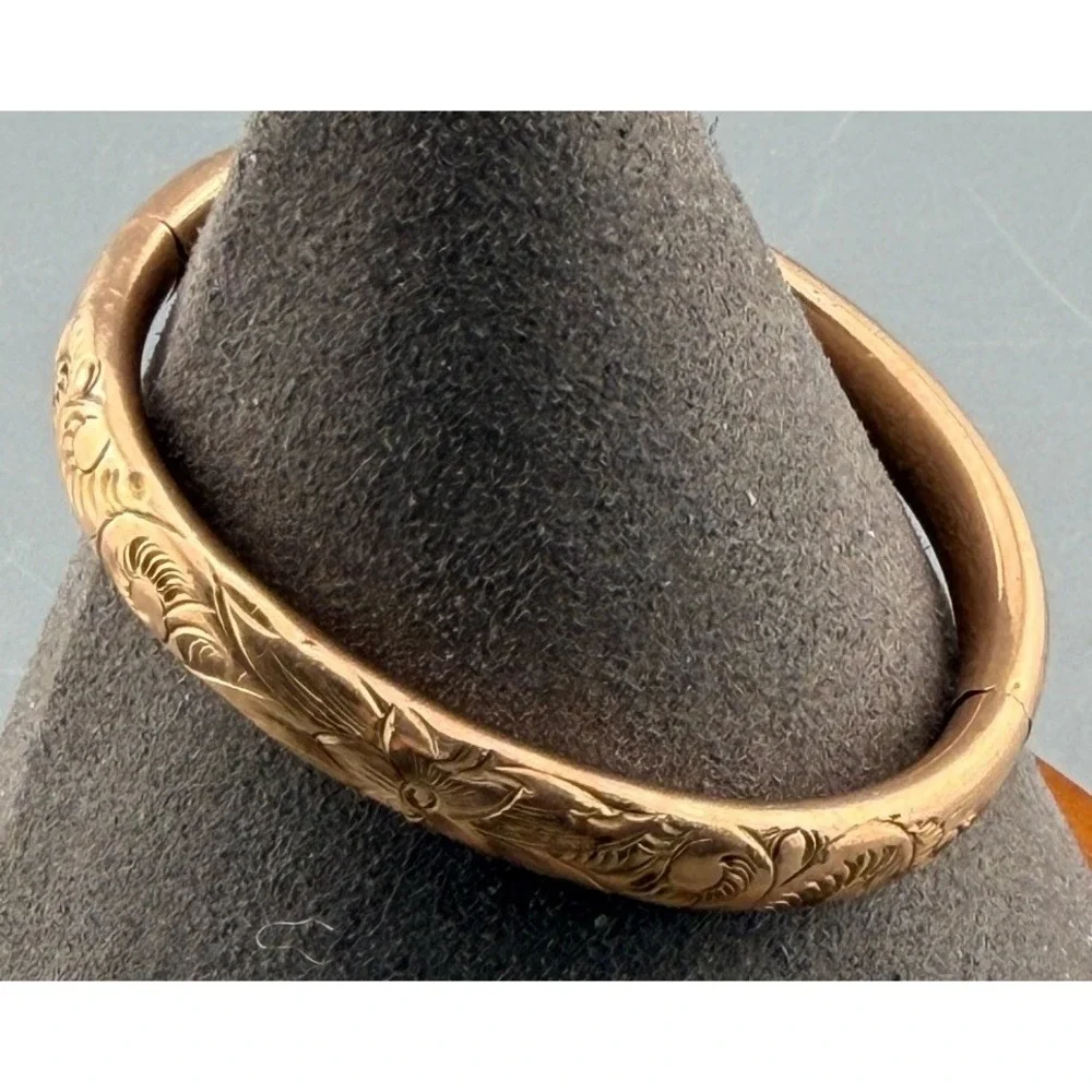 Vintage Gold Filled Bracelet Childs A & Z Engraved Bangle 1 5/8